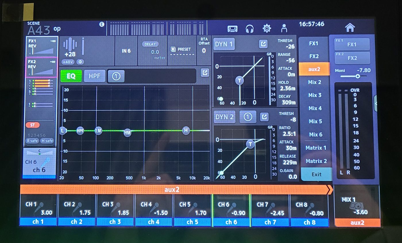 aux2を選択した画面